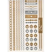 OEM 2015 new gold/silver tattoos stickers retail/metallic temporary/metal texture/safety and environmental CJ006